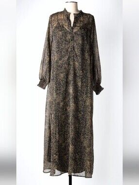 B. Young women’s Black Maxi Dress with Gold Swirl Print size 4 new with tags